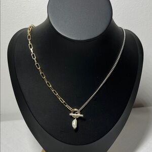 Kendra Scott Leighton Convertible Mixed Metal Pearl Chain Necklace.